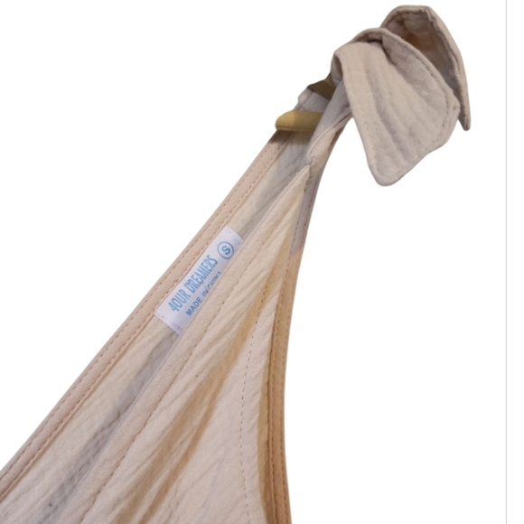 4OUR Dreamers ANTHROPOLOGIE Women's tan jumpsuit SMALL tie Top Wide Leg Ankle - Picture 3 of 8